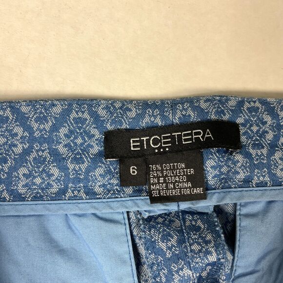 Etcetera Jaquard Dress Pants Blue Harlequin Print Trousers Preppy Straight Leg 6 - Picture 5 of 12